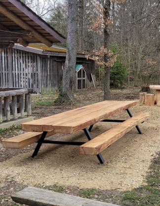 Tischgarnitur Eichenholz mit Stahlgestell